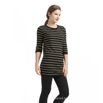 Latest Arrival simple design brown stripe pattern cashmere pullover